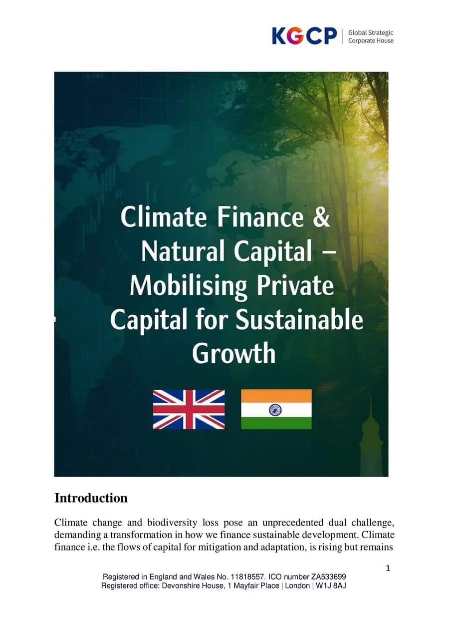 First page of Climate Finance & Natural Capital