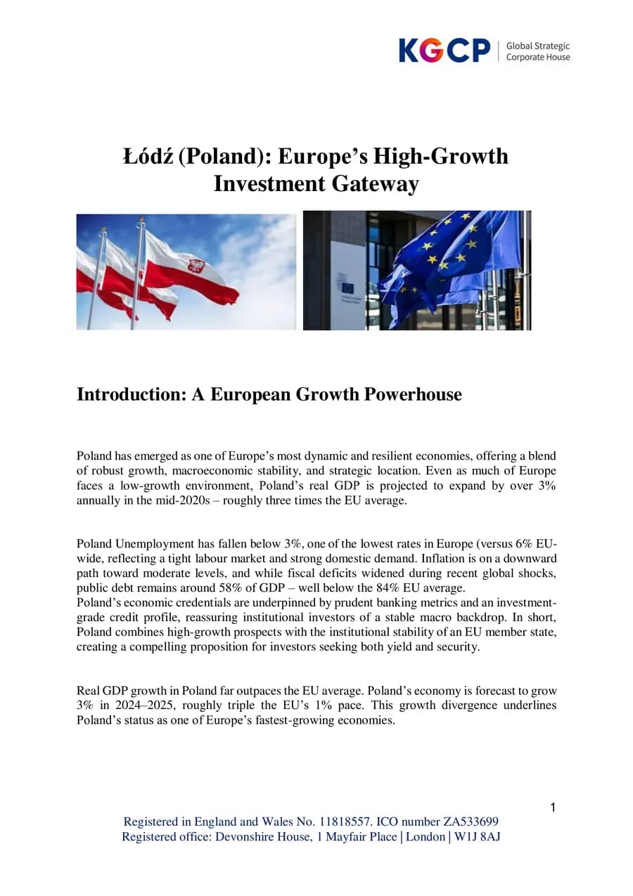 First page of Lodz, Poland: Europe's High-Growth Investment Gateway