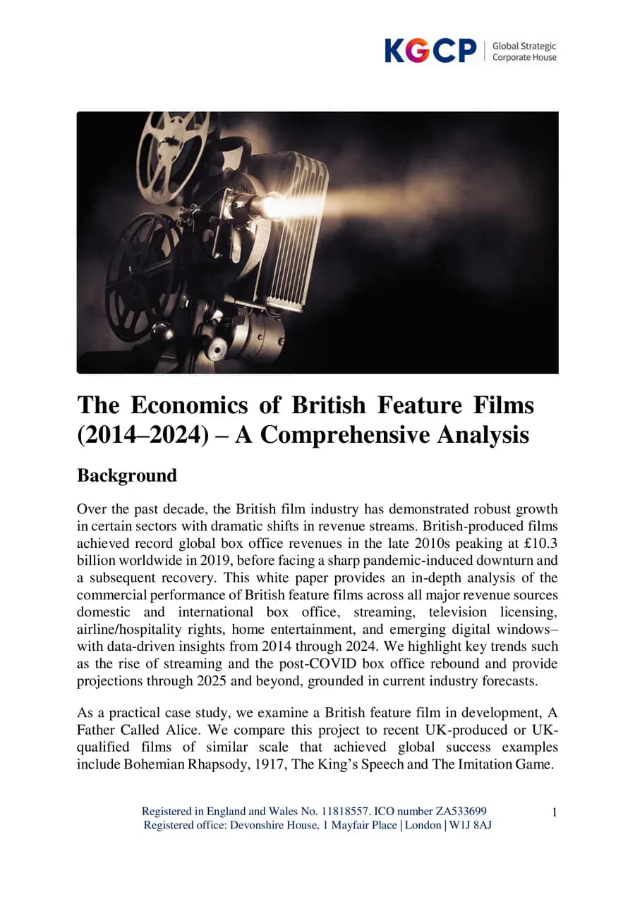 First page of The Economics of British Feature Films
