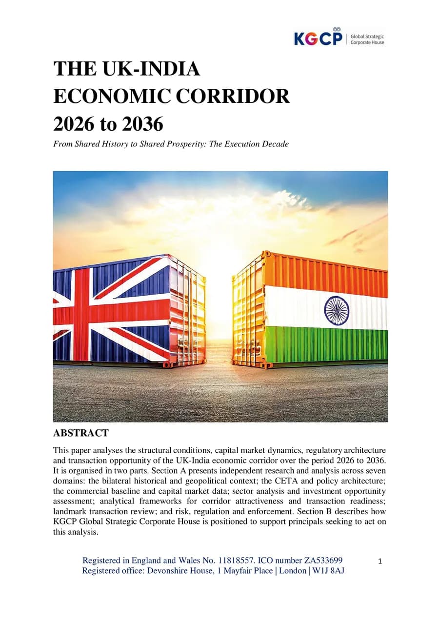 First page of The UK-India Economic Corridor