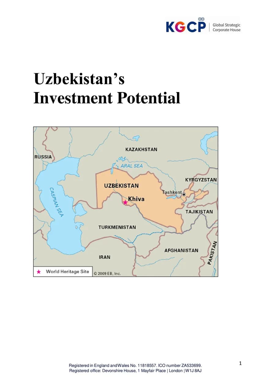 First page of Uzbekistan's Investment Potential