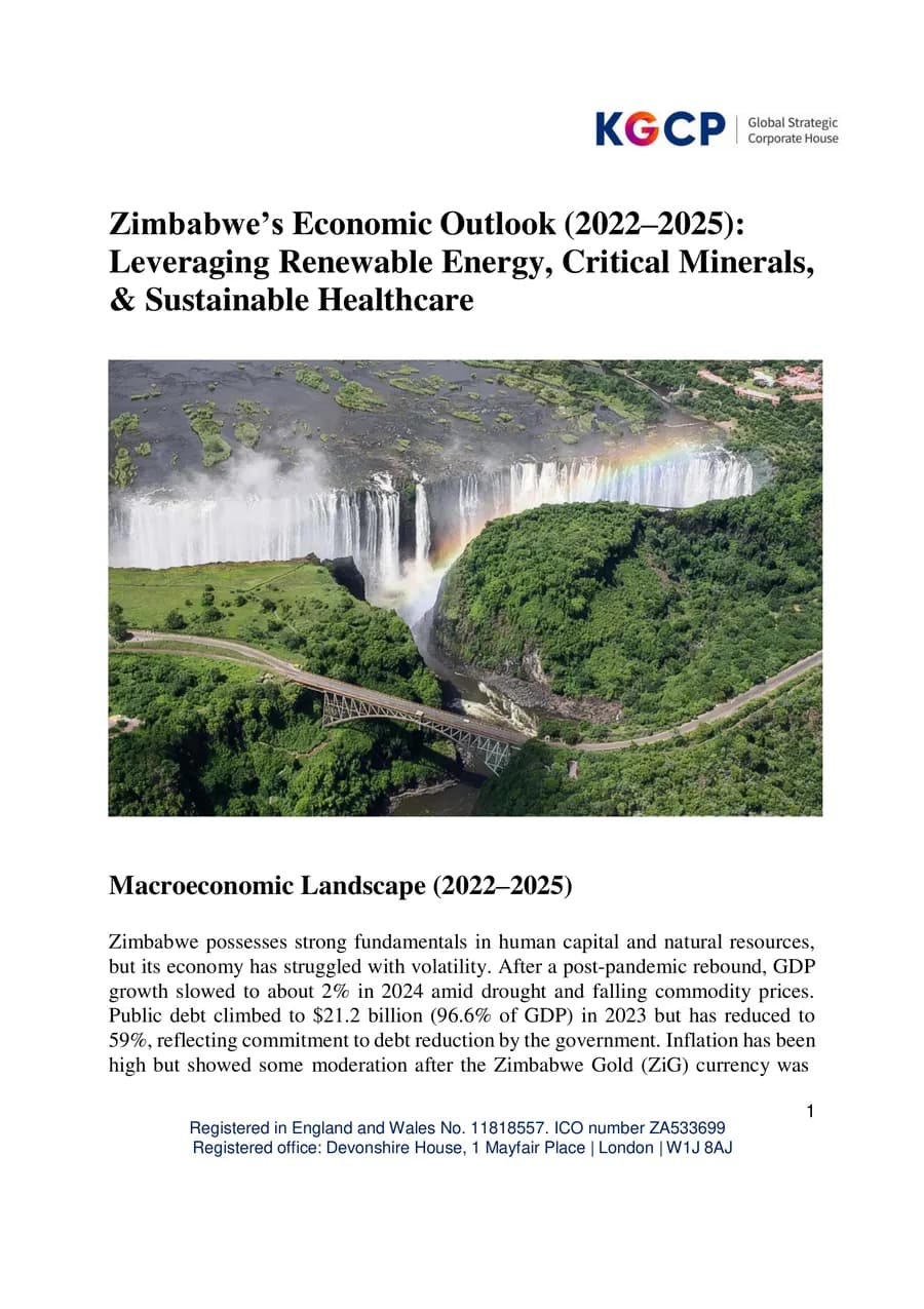 First page of Zimbabwe's Economic Outlook 2022-2025