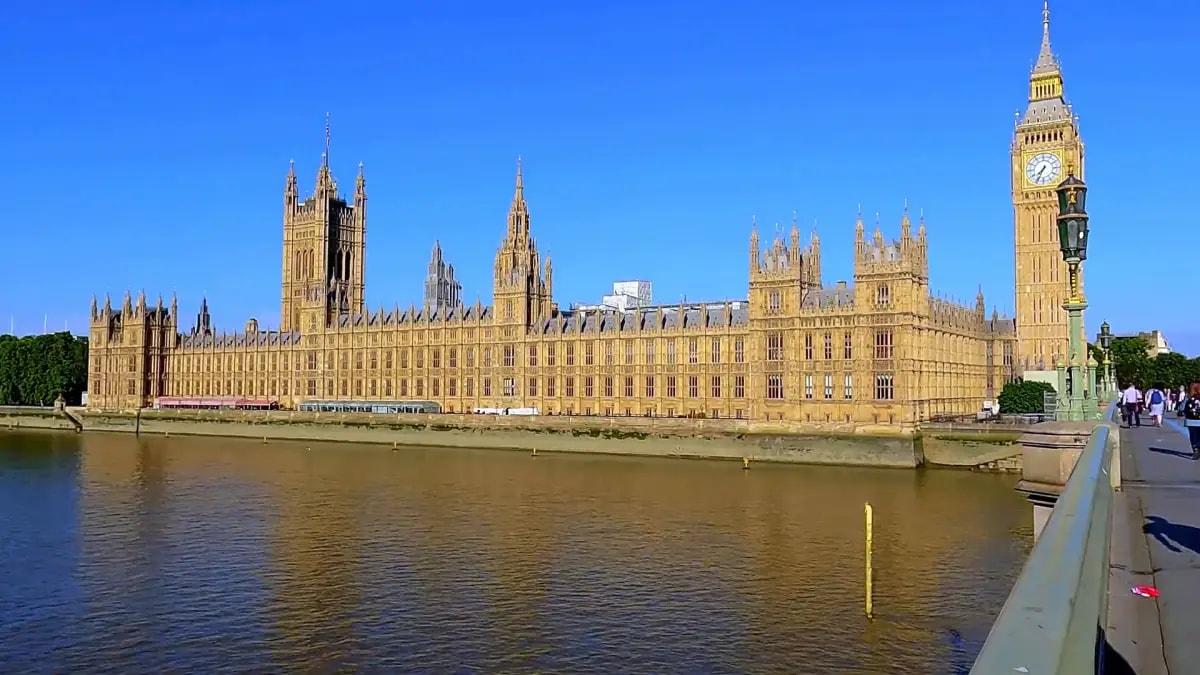 The Palace of Westminster and Big Ben on the River Thames, London